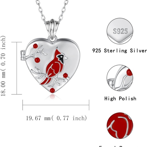 Angel Cardinal Locket Necklace - Picture 9 of 10
